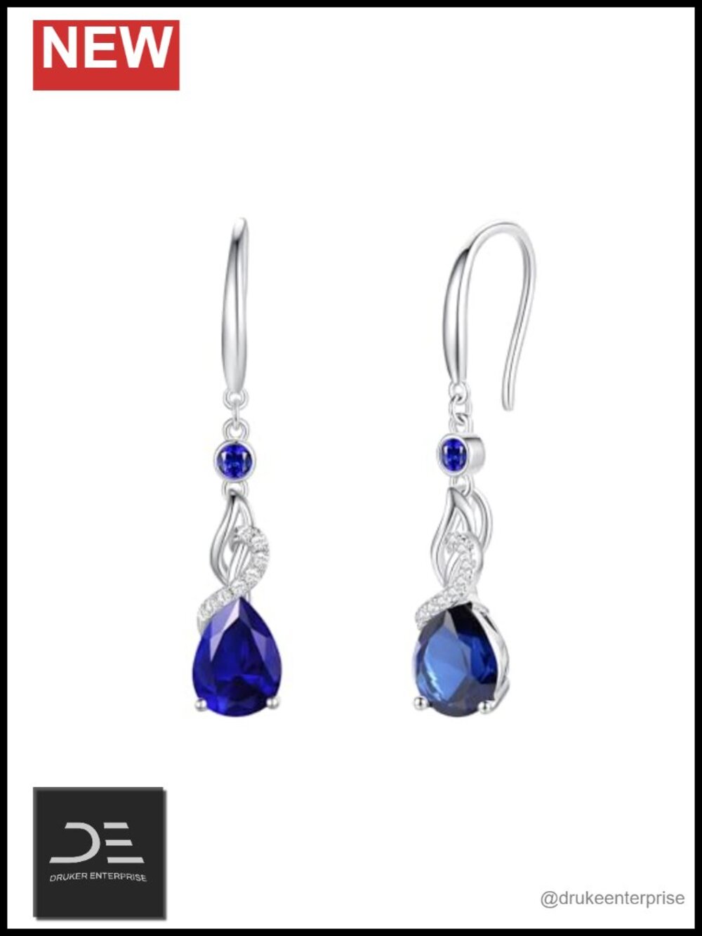 Sterling Silver Birthstone Dangle Earrings Pear CZ Women